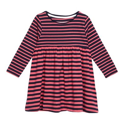 bluezoo Girls' pink and navy striped print dress